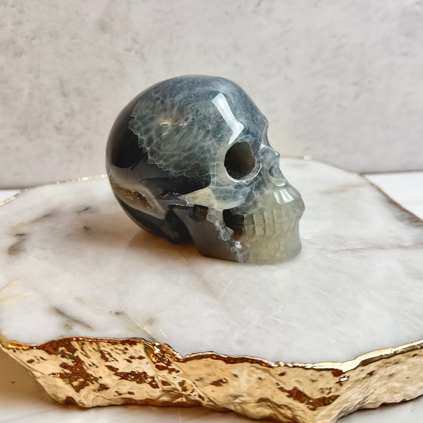 Druzy Agate Skull