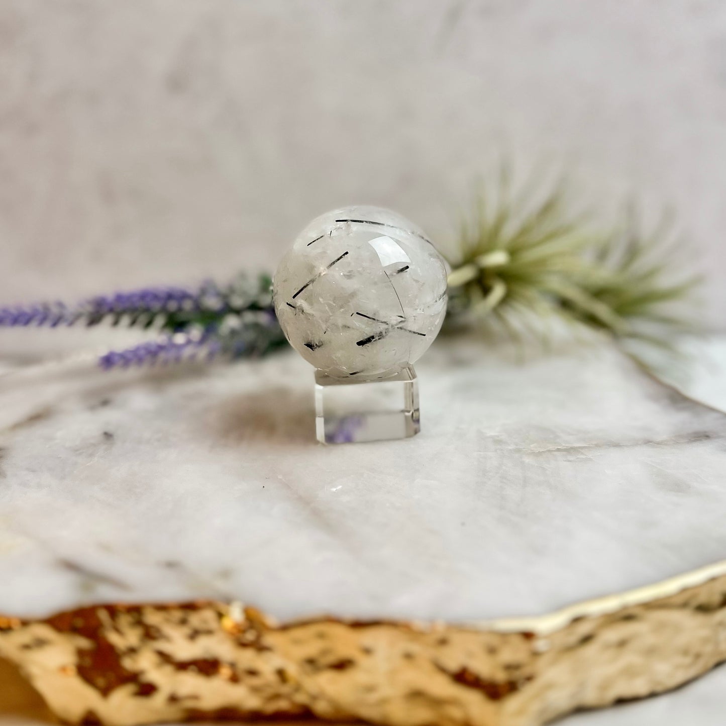 Tourmaline in Quartz Sphere