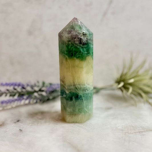 Yellow and Green Fluorite Tower