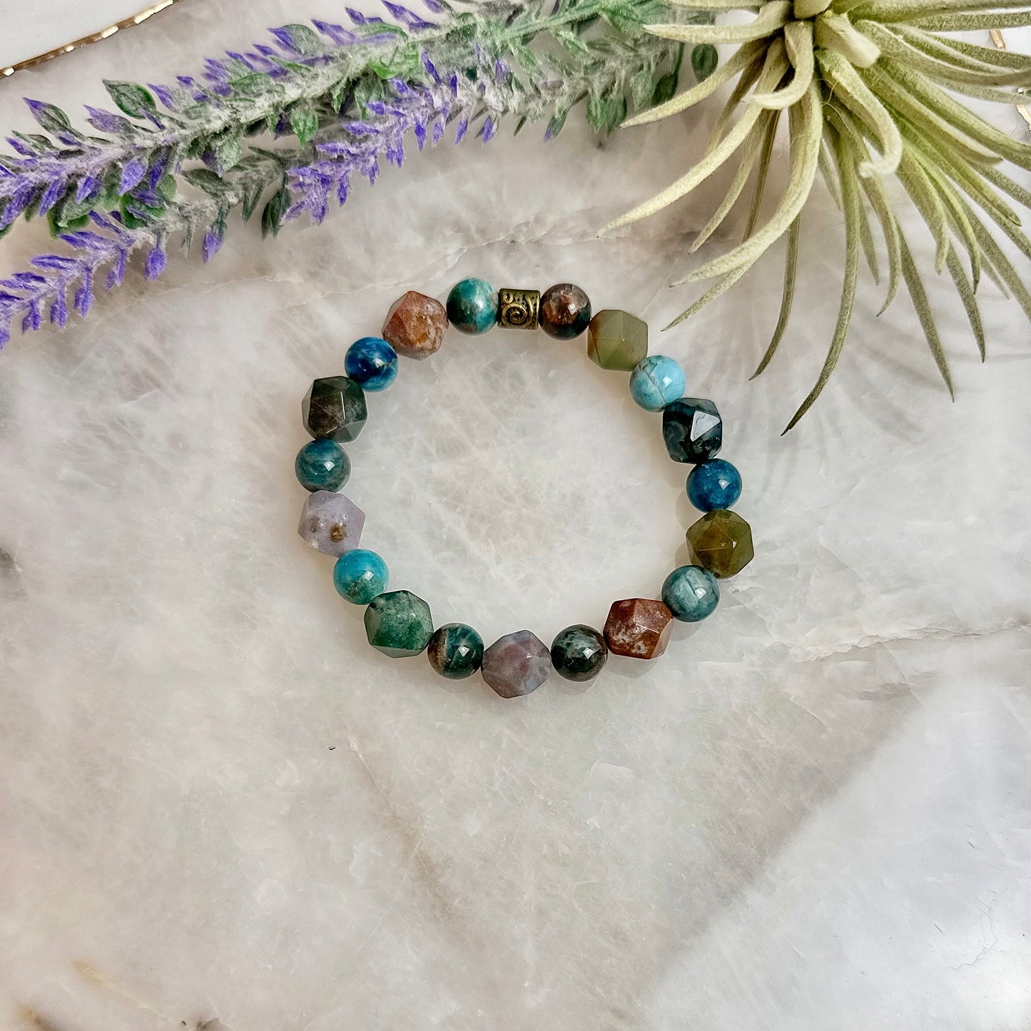 Ocean Jasper and Apatite Bracelet