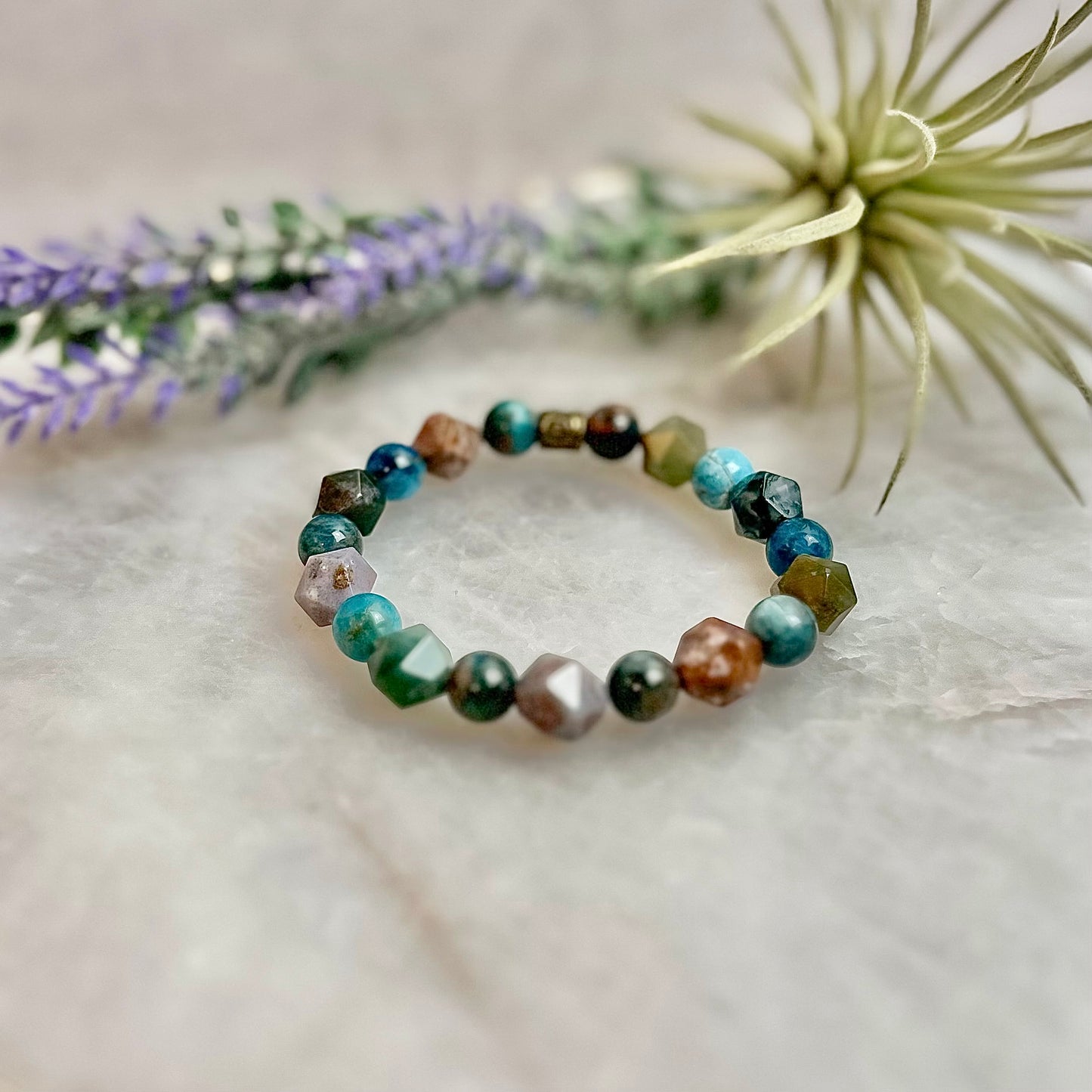 Ocean Jasper and Apatite Bracelet